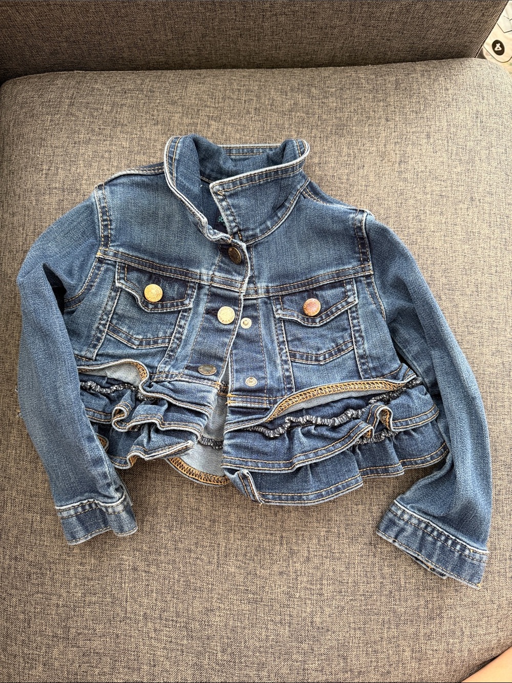 Girls' Ruffled Denim Jacket - Blue
